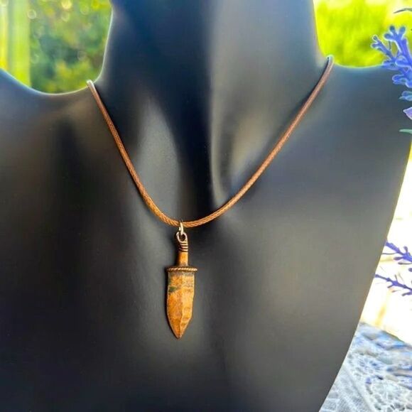 Vintage Copper Dagger Pendant Necklace Unisex - Picture 8 of 8